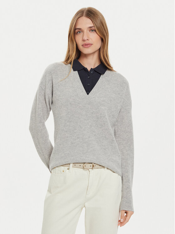 Tommy Hilfiger Tommy Hilfiger Megztinis WW0WW43101 Pilka Relaxed Fit