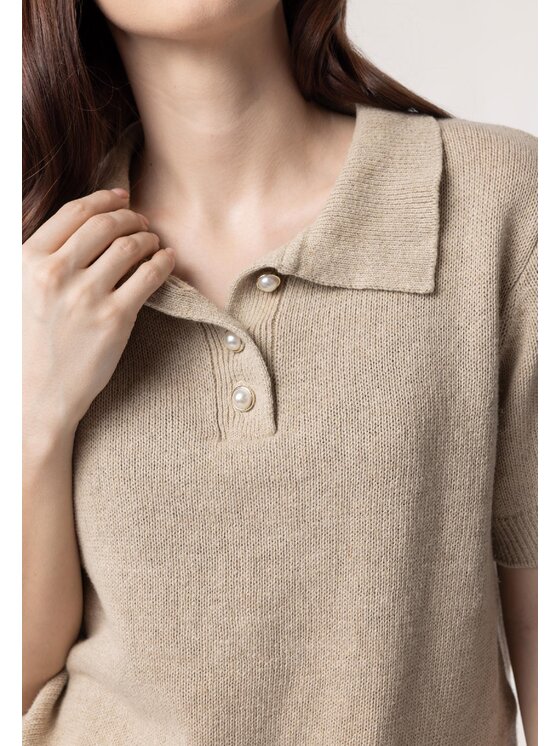 QUIOSQUE QUIOSQUE Sweter 6UF002 Beżowy Regular Fit