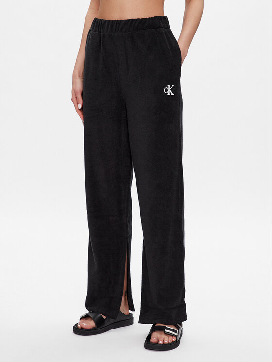 Calvin Klein Swimwear Pantaloni tricotați KW0KW02094 Negru Relaxed Fit