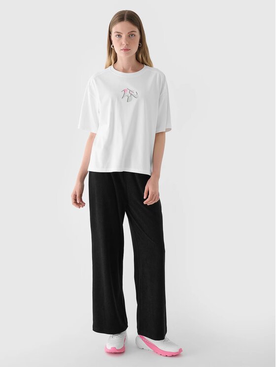 4F 4F T-Shirt 4FRAW24TTSHF2582-10S Biały Oversize