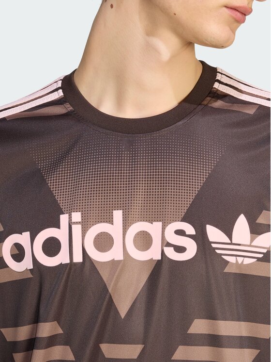adidas adidas Koszulka techniczna LOOSE SPONSORED JERSEY Brązowy ciemny Regular Fit