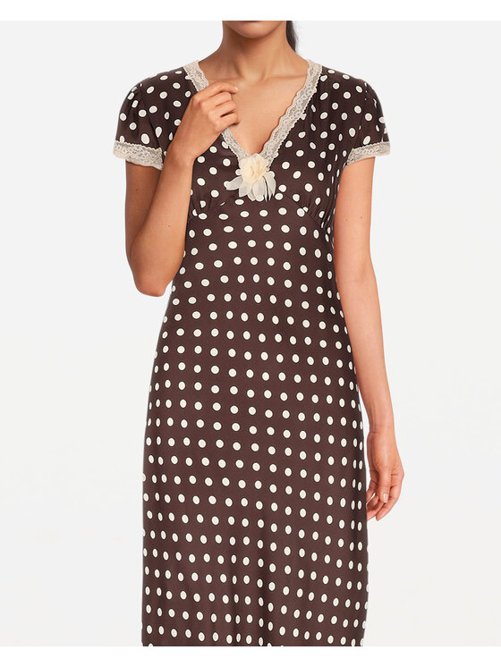 Castellani Castellani Sukienka codzienna Polka Brązowy Regular Fit