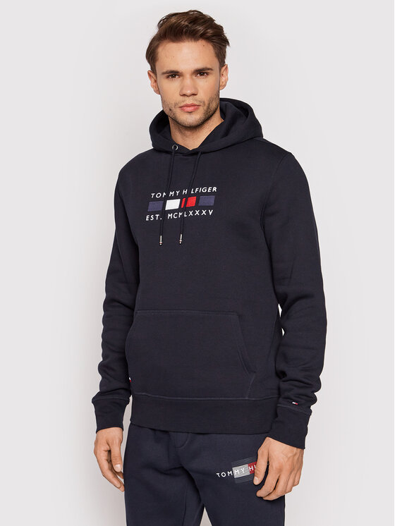 Tommy Hilfiger Felpa Four Flags MW0MW20132 Blu scuro Regular Fit • Modivo.it