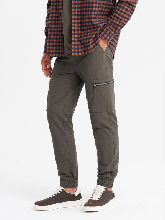 Ombre Ombre Joggers kalhoty OM-PAJO-0200 Khaki Regular Fit