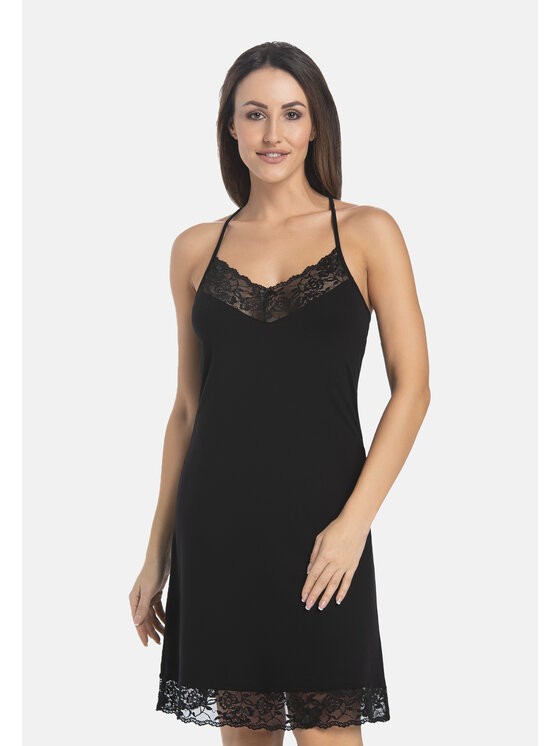 Teyli Teyli Koszula nocna 214 Czarny Regular Fit