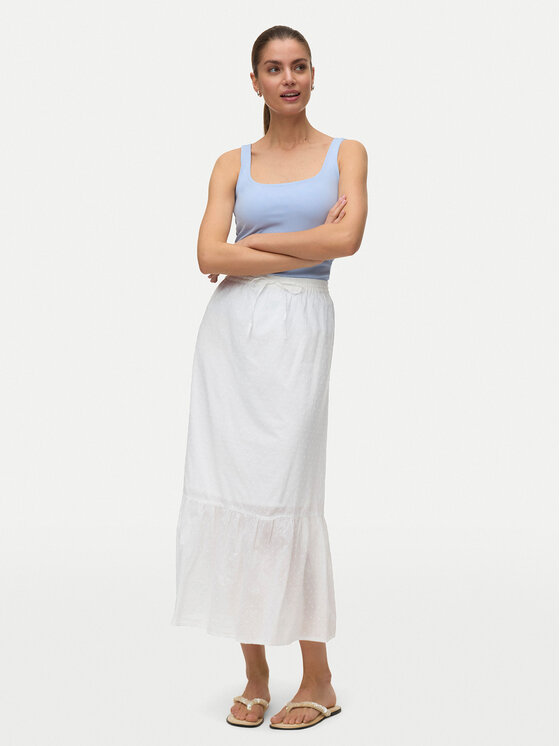 Vero Moda Vero Moda Fustă midi Vmtrine 10343485 Alb Regular Fit