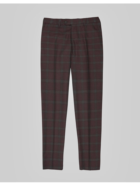 Borgio Borgio Spodnie garniturowe naro02 Bordowy Slim Fit