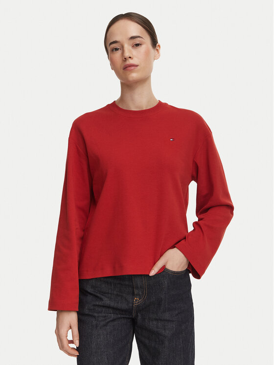 Tommy Hilfiger Tommy Hilfiger Bluzka WW0WW51740 Czerwony ciemny Relaxed Fit