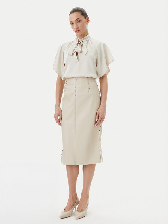 Bruuns Bazaar Bruuns Bazaar Sukně z imitace kůže Tuanelle BBW4392 Béžová Regular Fit