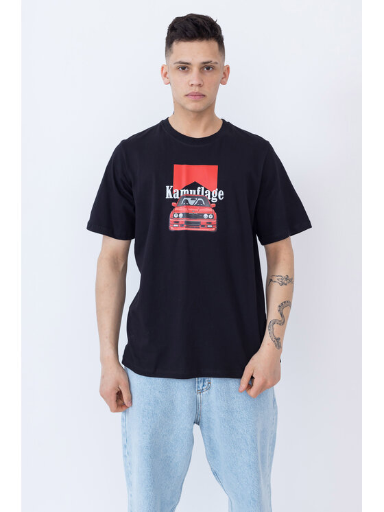 Kamuflage Męski T-Shirt, rozmiar XS, Czarny, Beemer 2.0