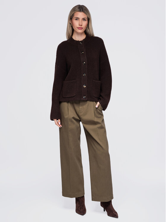 Ombre Ombre Kardigan OW-SW-E0020 Brązowy Relaxed Fit