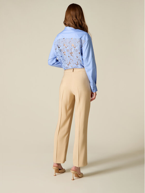 Oltre Oltre Pantaloni di tessuto P01FR009236N022 Crema Flare Fit