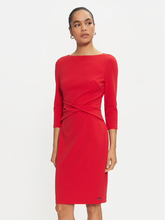 Calvin Klein Robe de cocktail K20K207470 Rouge Slim Fit Modivo