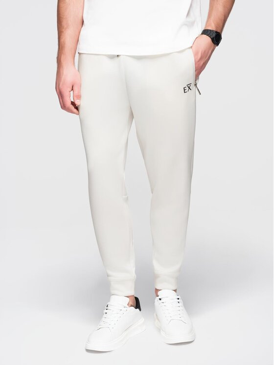 Ombre Ombre Spodnie dresowe OM-PASK-0223 Biały Regular Fit