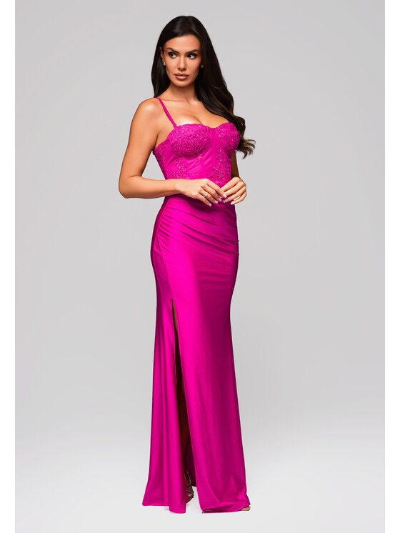 Ombre Ombre Sukienka wieczorowa LA-OM-DLR186 Fioletowy Regular Fit