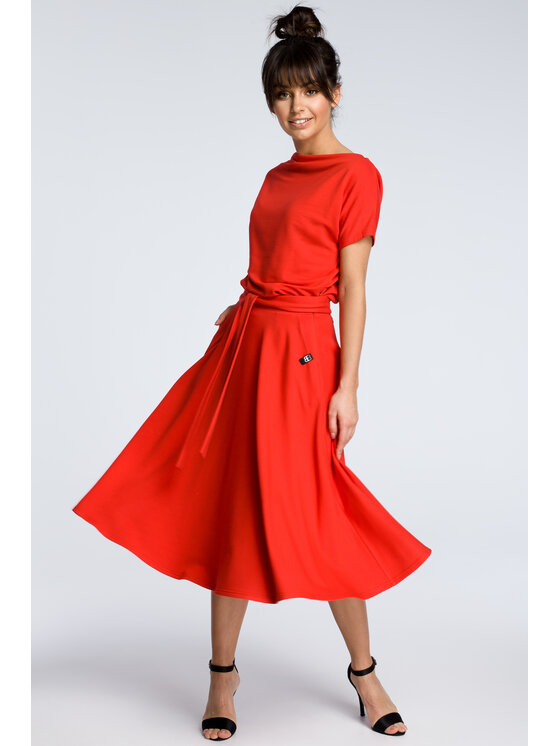 BeWear BeWear Každodenné šaty B067 Červená Flare Fit