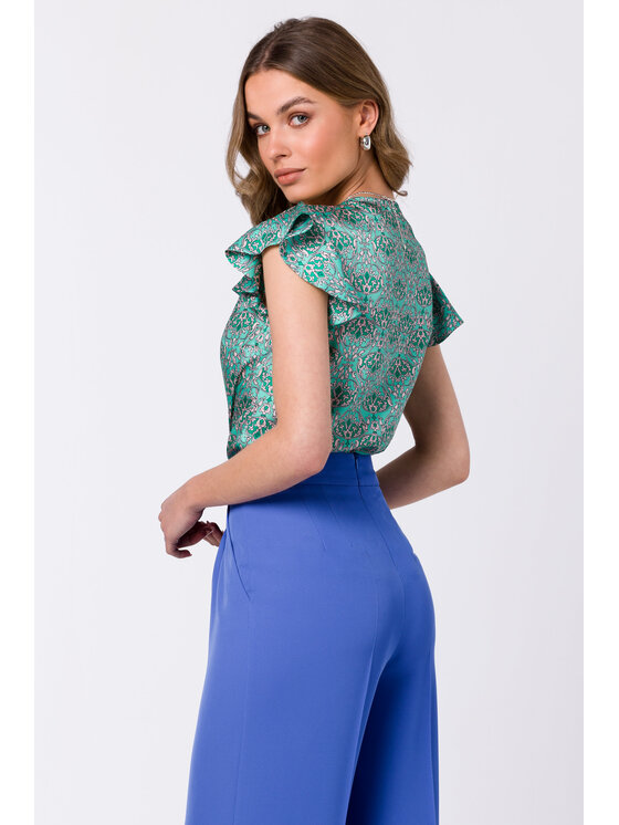 Stylove Stylove Bluzka S344 Zielony Regular Fit