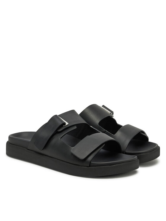 Calvin Klein Calvin Klein Sandály Flat Adj Slide Eyelet HW0HW02489 Černá