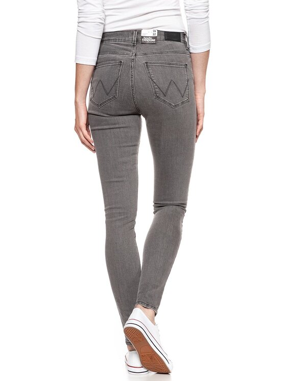 Wrangler Wrangler Jeansy HIGH RISE SKINNY Szary Skinny Fit