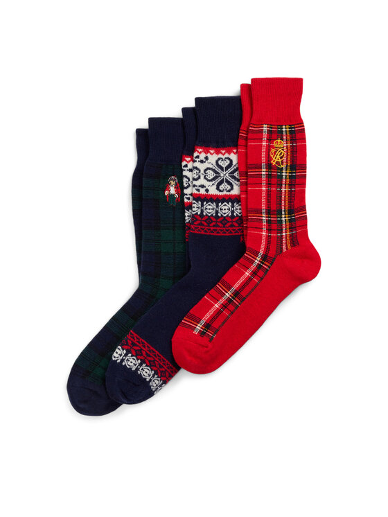 Set de 3 perechi de șosete lungi pentru bărbați Polo Ralph Lauren 449958866001 Colorat