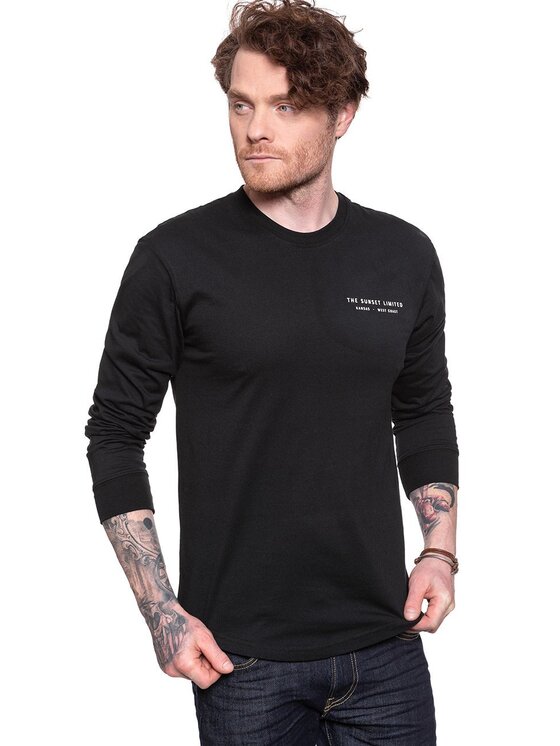 Lee Lee T-Shirt LS GRAPHIC CREW Czarny Regular Fit