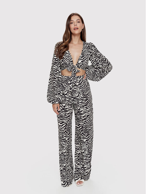 Dress Point Dress Point Spodnie materiałowe Zebra Czarny Wide Leg