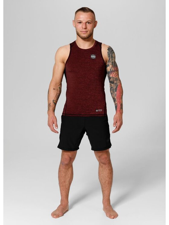 PITBULL PITBULL Koszulka techniczna Tank Top Rashguard Performance Pro plus New Logo 3XL Bordowy Regular Fit