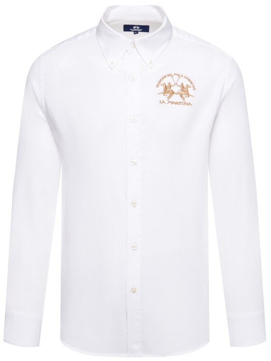 La Martina La Martina Πουκάμισο Poplin CCMC01 PP003 Λευκό Regular Fit