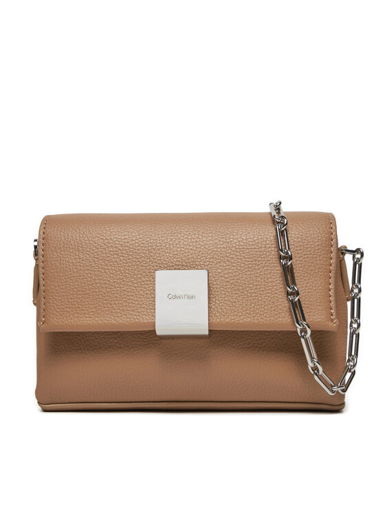 Calvin Klein Kabelka Ck Plaque Sm Crossbody W/Chain K60K612785 Hnedá