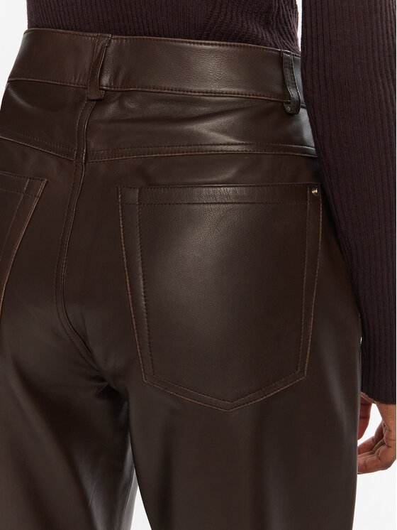Marella Marella Spodnie skórzane Doroty 2523436014 Brązowy Straight Fit