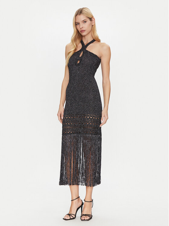 Simona Corsellini Simona Corsellini Kootud kleit P25CPABO0401 Must Slim Fit