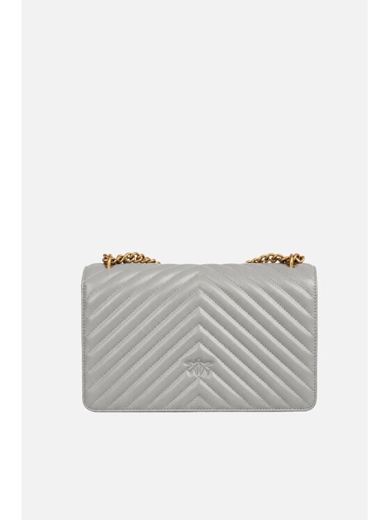 PINKO PINKO Torebka Love One Classic Dc Sheep Nappa Chevron Szary
