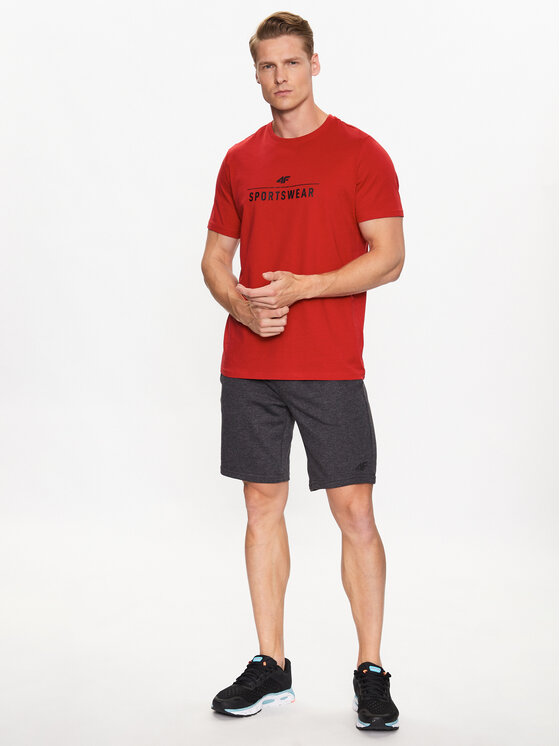 4F 4F T-krekls 4FSS23TTSHM539 Sarkans Regular Fit