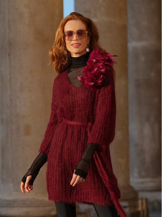 Miss LK Miss LK Kardigan MISSLKS Bordowy Oversize