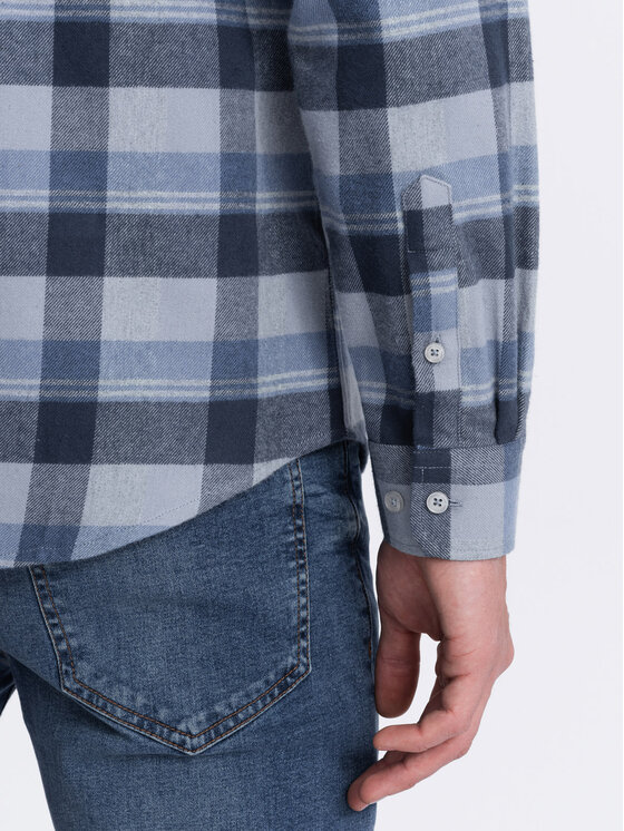 Ombre Ombre Košile OM-SHCS-0150 Modrá Regular Fit