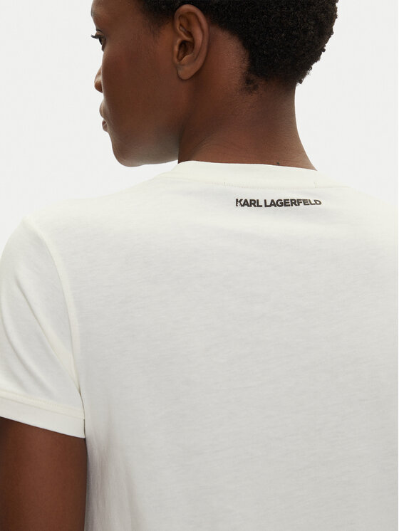 KARL LAGERFELD KARL LAGERFELD Tričko A2W17112 Écru Regular Fit
