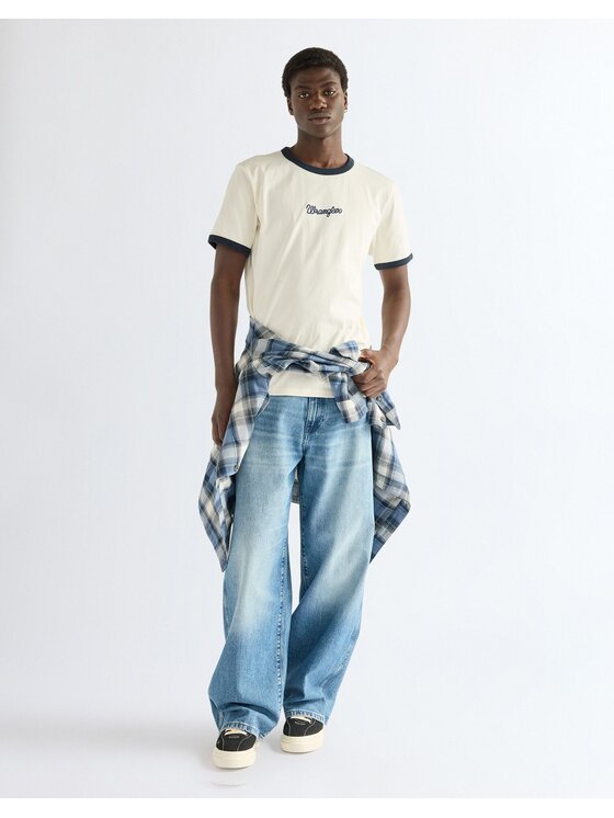 Wrangler Wrangler T-Shirt RINGER TEE Biały Regular Fit