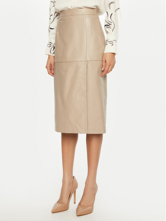 Marella Marella Kožna suknja Bambino 2513401011 Écru Regular Fit
