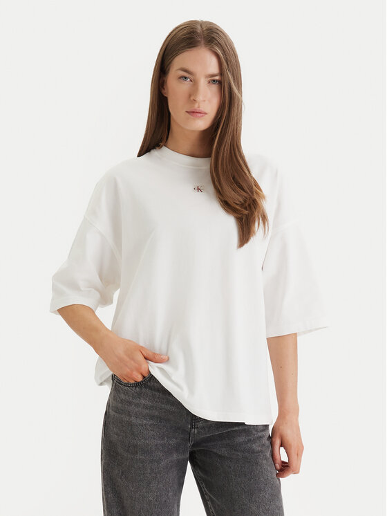 Calvin Klein Jeans Tricou LV047D204G Alb Oversize