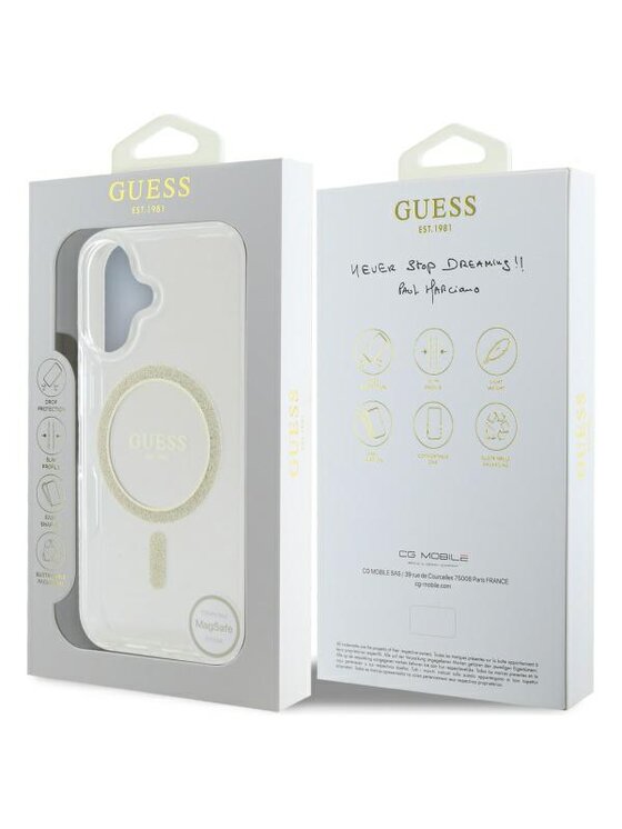 Guess Guess Etui na telefon Glitter Circle Przezroczysty