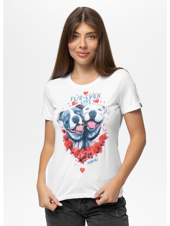 PITBULL PITBULL T-Shirt FUR-EVER LOVE Biały Regular Fit