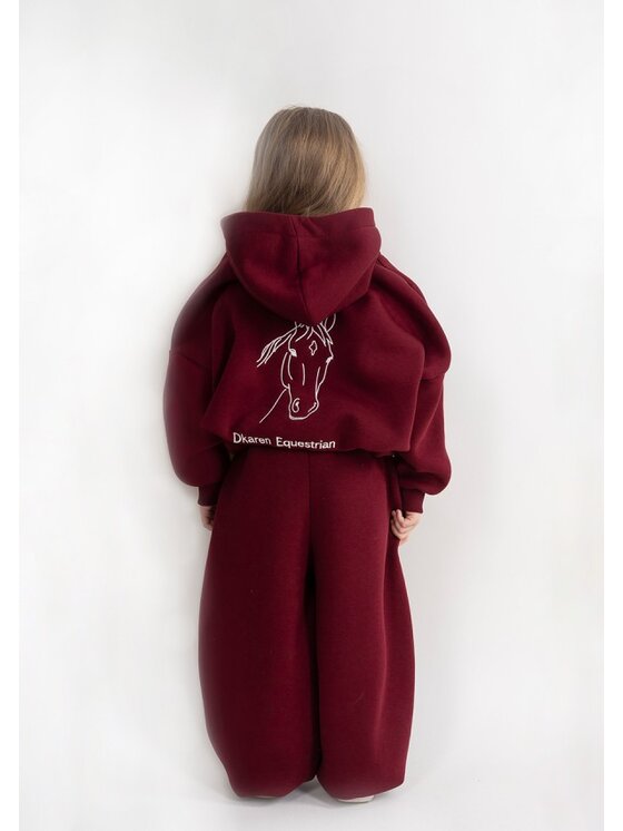 DKaren Sport DKaren Sport Komplet bluza i spodnie materiałowe EQ-K-B27 001 Bordowy Balloon Fit