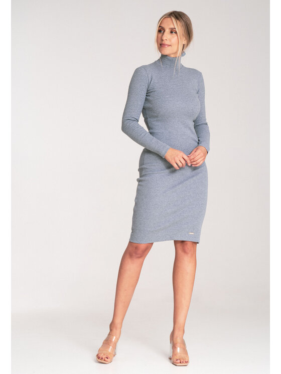 FIGL FIGL Úpletové šaty M1042 Sivá Slim Fit