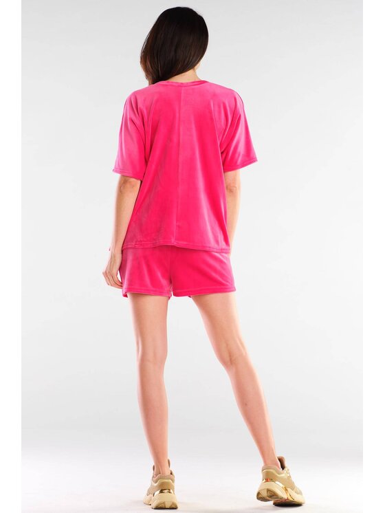 Awama Awama Bluzka A416 Różowy Basic Fit