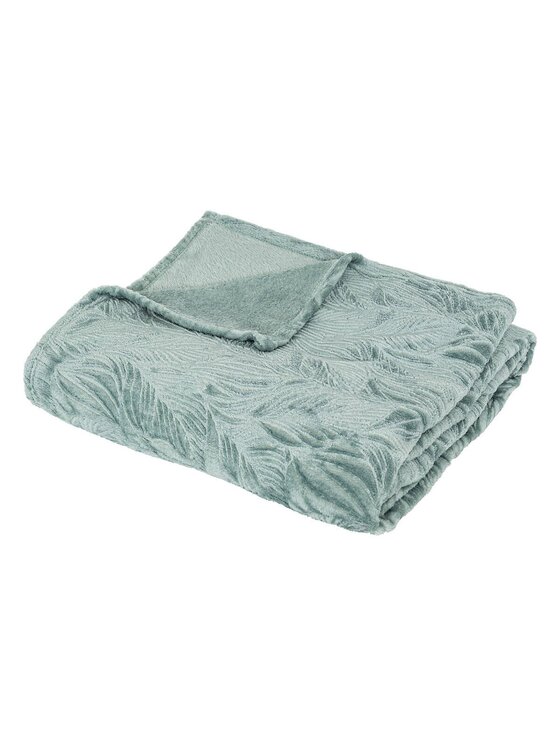 Koc MIAhome, Pled flanelowy Leaves niebieski 180x230 cm