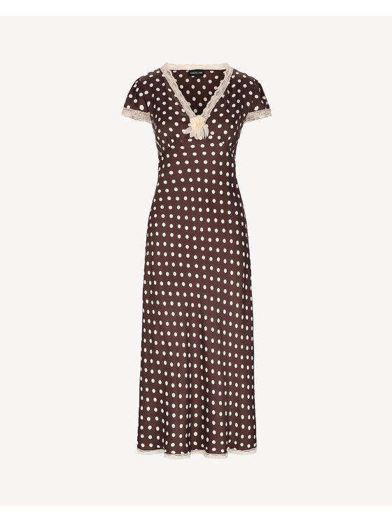 Castellani Castellani Sukienka codzienna Polka Brązowy Regular Fit