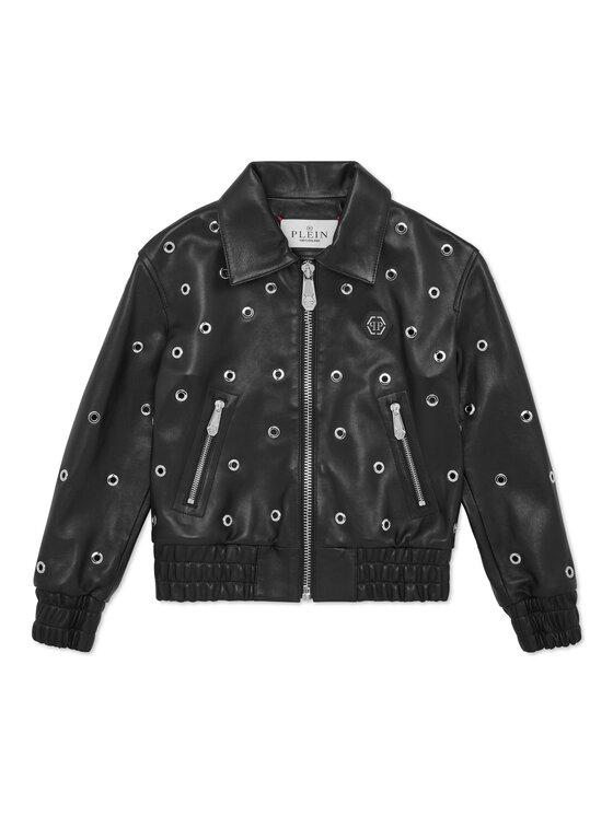 PHILIPP PLEIN PHILIPP PLEIN Kožená bunda 28243 Čierna Comfort Fit