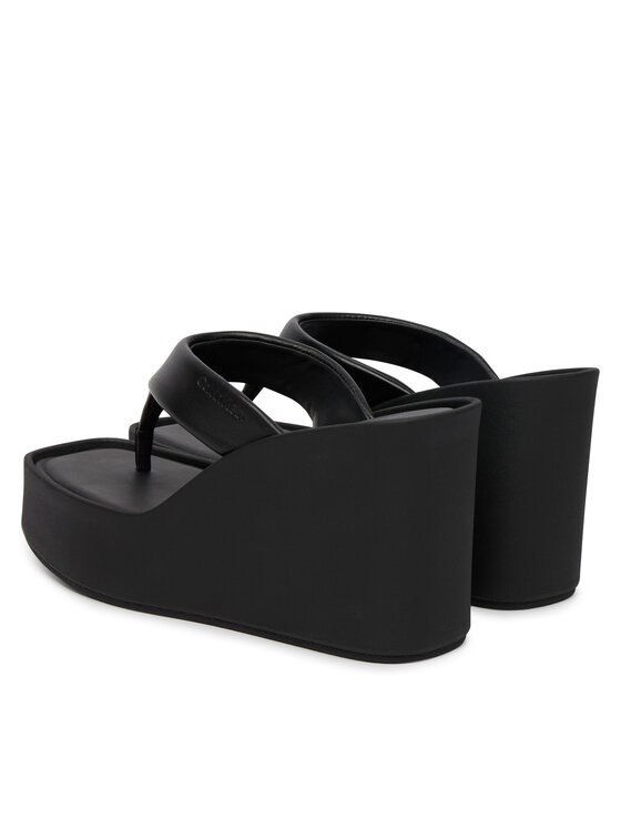 Calvin Klein Calvin Klein Žabky Wedge 70 Sndl Thong Lth HW0HW02880 Černá