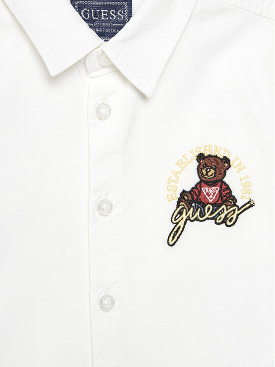 Guess Guess Cămașă N5RH10 W9CL0 Alb Regular Fit