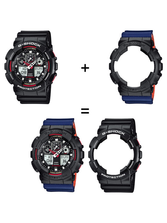 Casio Casio Zegarek SET GA-100-1A4ER + BEZEL 10358741 + PASEK 10527467 Niebieski